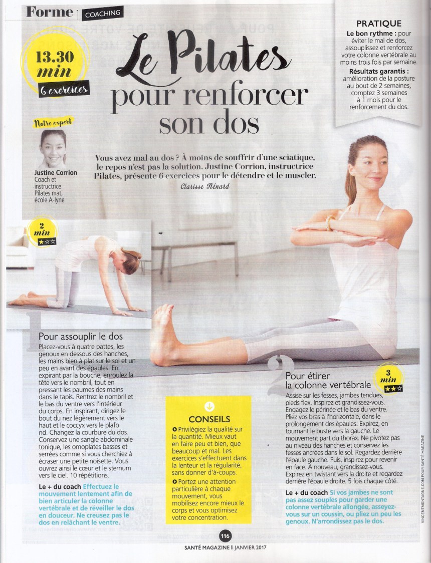 LE PILATES POUR RENFORCER LE DOS SANTÉ MAG JANVIER 2017 _Page_1